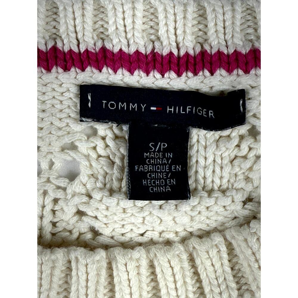 Tommy Hilfiger Women Cotton Ivory Crochet Bobble Knit Pullover Sweater Size S - Picture 2 of 9